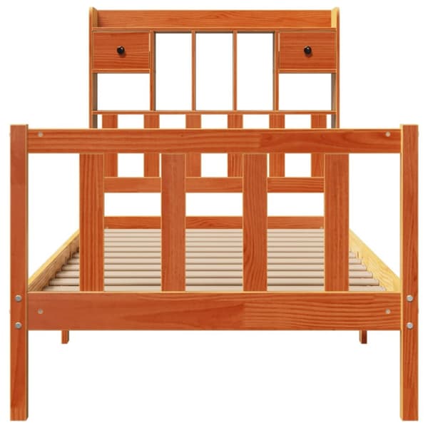 seng med reol uden madras 75x190 cm massivt fyrretræ gyldenbrun