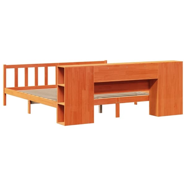 seng med reol uden madras 200x200cm massivt fyrretræ gyldenbrun