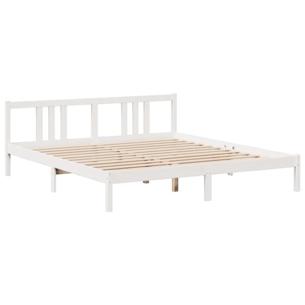 Sänky kirjahyllyllä ei patjaa valkoinen 200x200 cm täysi mänty