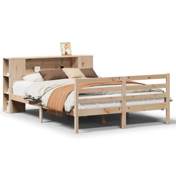 seng med reol uden madras 140x200 cm massivt fyrretræ