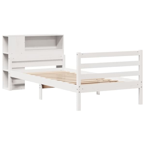 seng med reol uden madras 100x200 cm massivt fyrretræ hvid