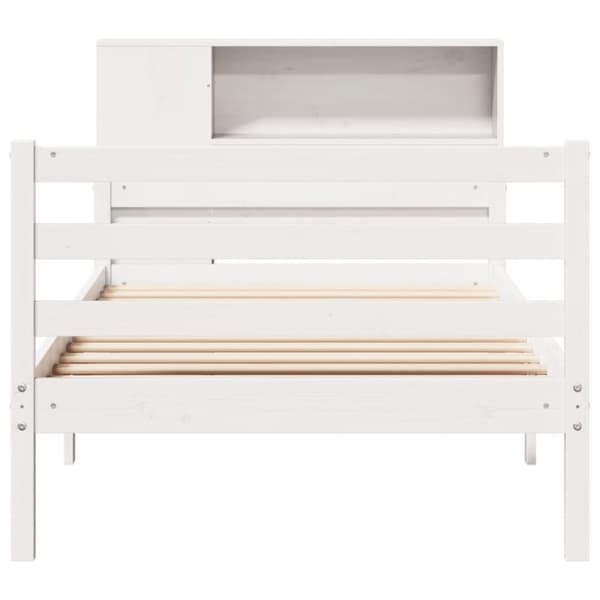seng med reol uden madras 100x200 cm massivt fyrretræ hvid