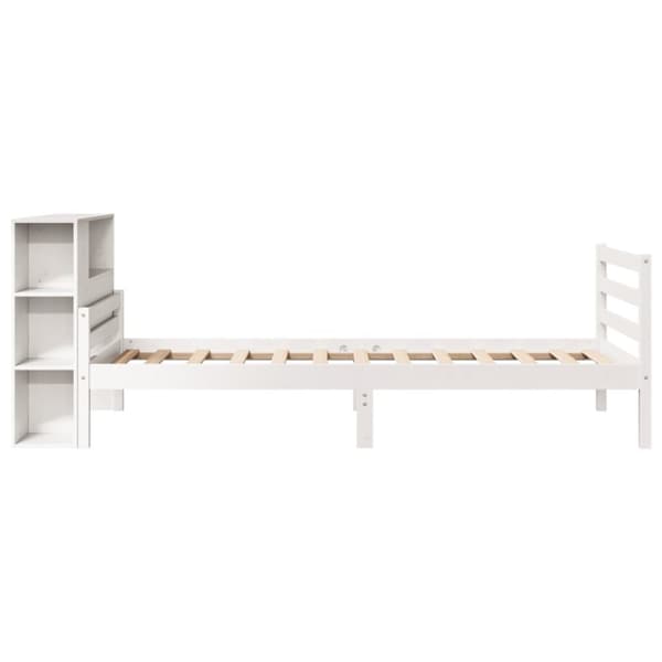 seng med reol uden madras 100x200 cm massivt fyrretræ hvid