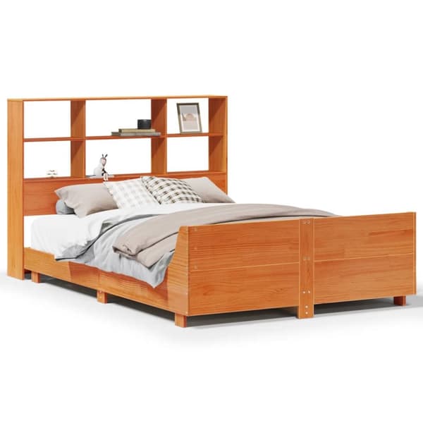 sengeramme uden madras 140x200 cm massivt fyr gyldenbrun