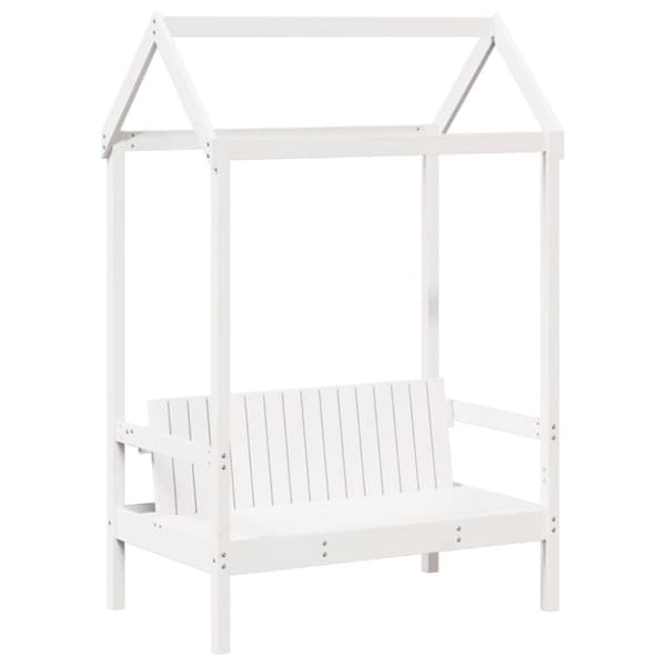 Dagbädd med bänk och tak vit 80x200 cm massiv furu
