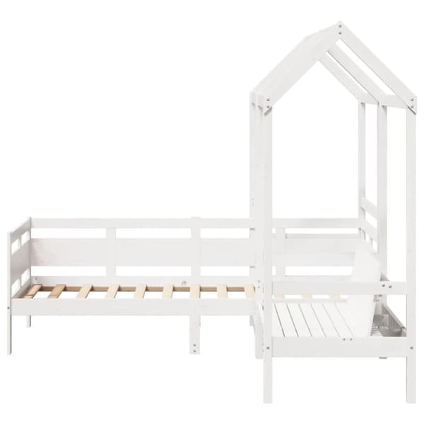 Dagbädd med bänk och tak vit 80x200 cm massiv furu