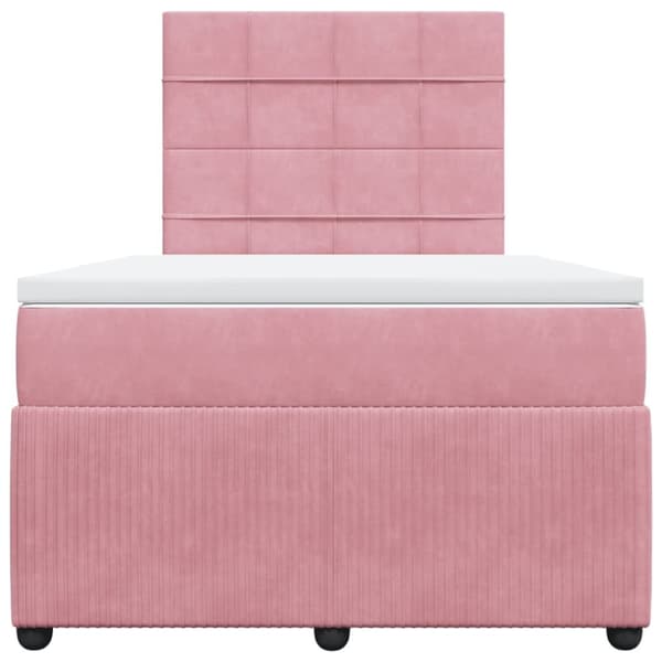 kontinentalseng med madras 120x190 cm velour lyserød