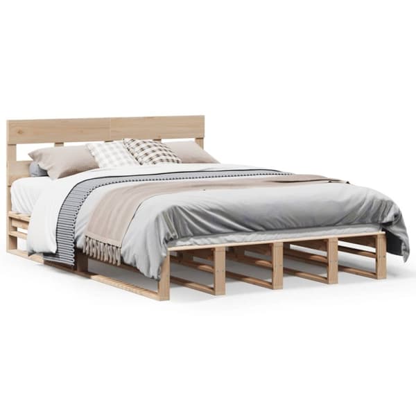 sengeramme uden madras 135x190 cm massivt fyrretræ hvid