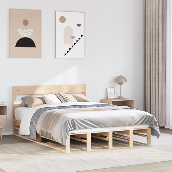 sengeramme uden madras 135x190 cm massivt fyrretræ hvid