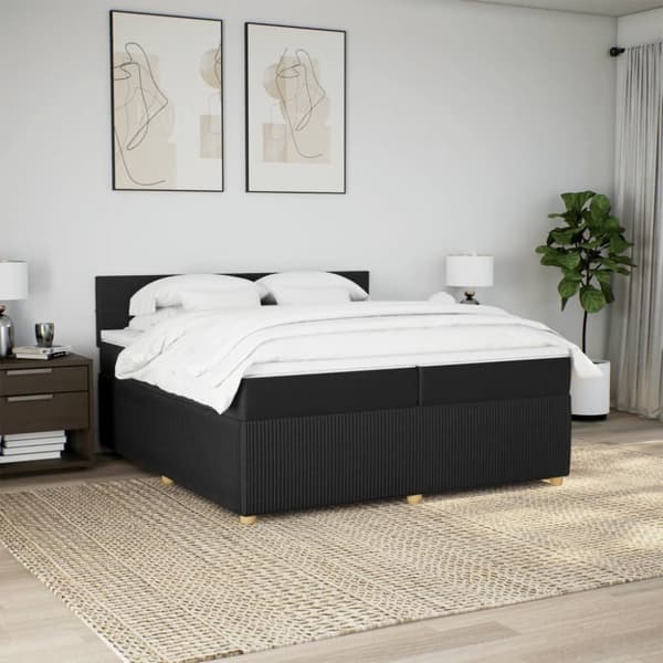 Ramsäng med madrass svart 200x200 cm tyg