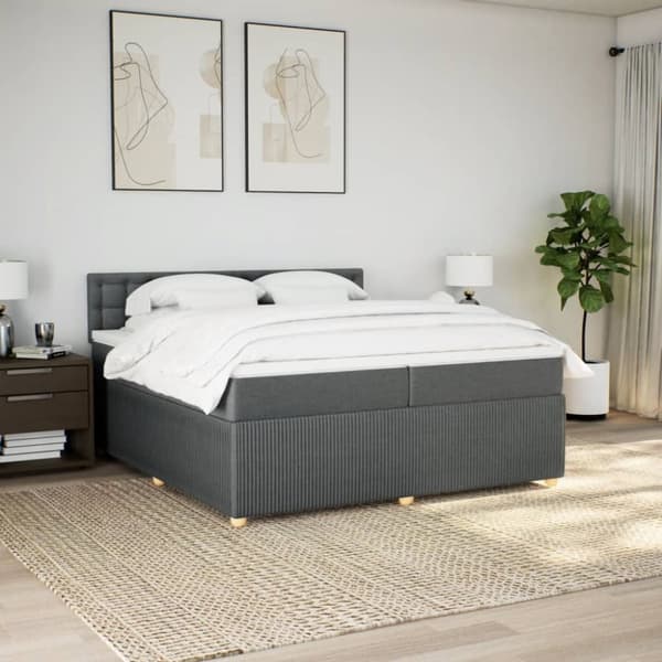 kontinentalseng med madras 200x200 cm stof mørkegrå