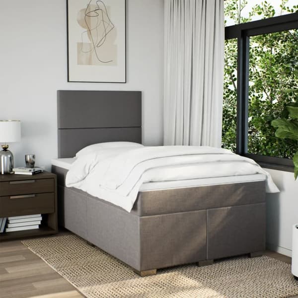 Ramsäng med madrass taupe 120x190 cm tyg