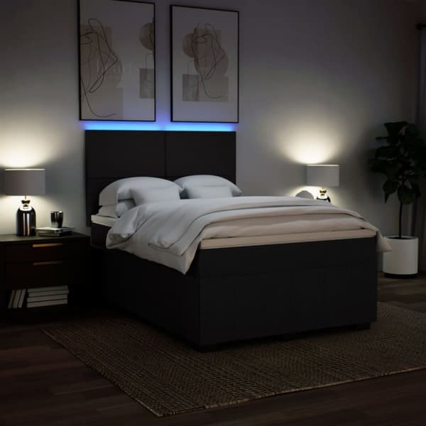 kontinentalseng med madras 160x200 cm stof sort
