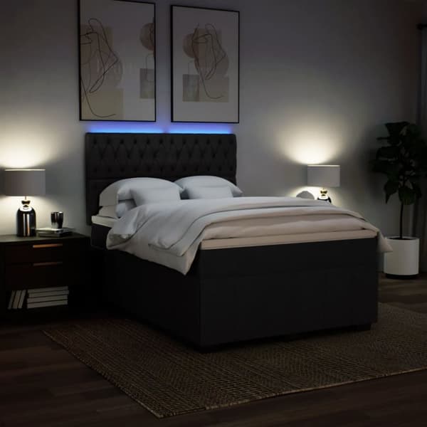 kontinentalseng med madras 160x200 cm stof sort