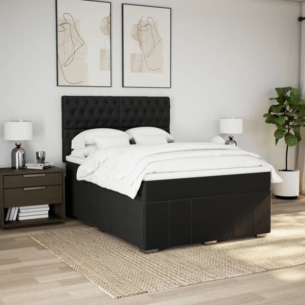 kontinentalseng med madras 160x200 cm stof sort