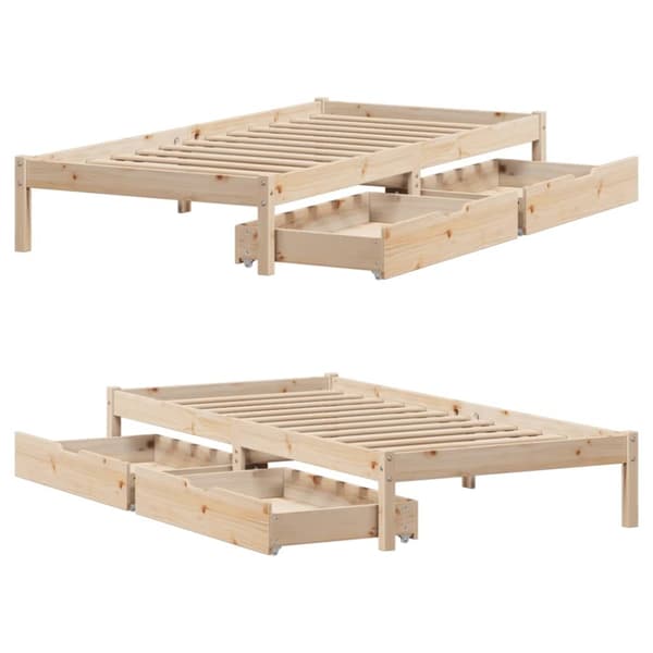 Sängram utan madrass 90x190 cm massiv furu