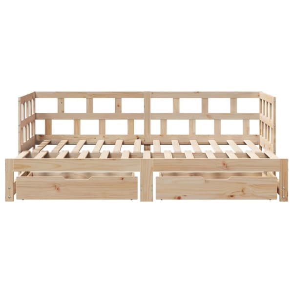 daybed med udtræk og skuffer uden madras 90x200 cm