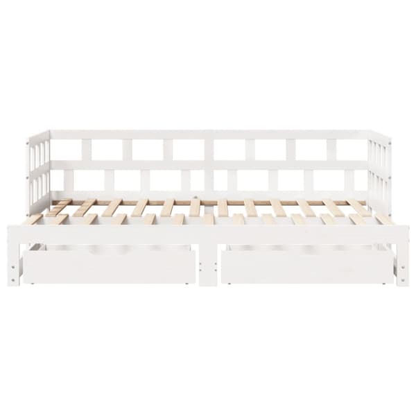 daybed med udtræk og skuffer uden madras 90x200 cm hvid