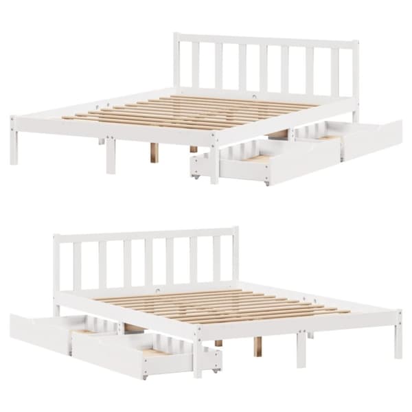 sengeramme uden madras 140x200 cm massivt fyrretræ hvid
