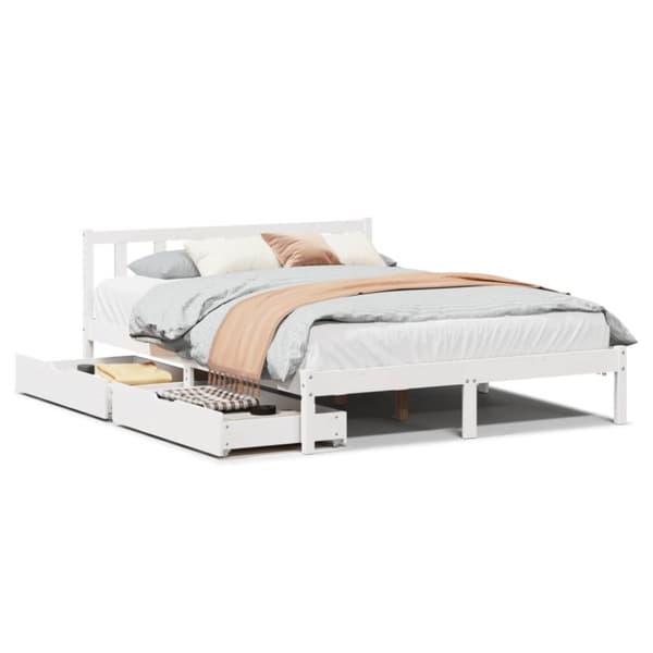 sengeramme uden madras 140x200 cm massivt fyrretræ hvid