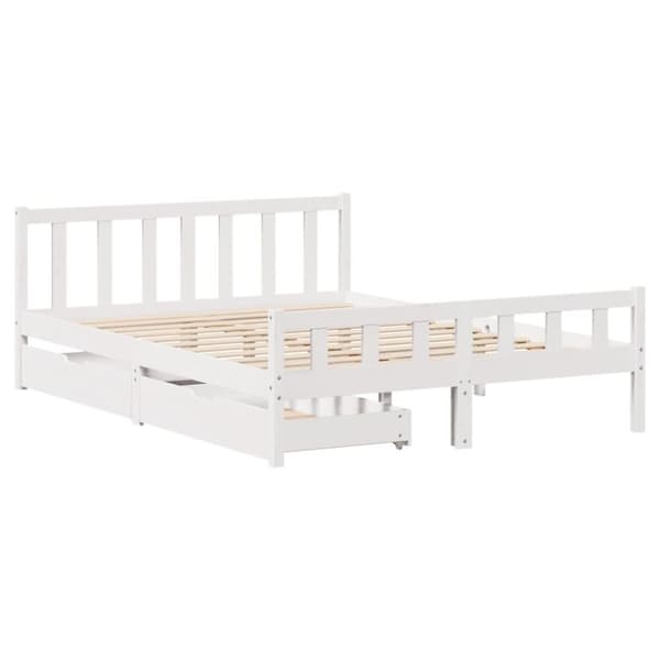 sengeramme uden madras 160x200 cm massivt fyrretræ hvid