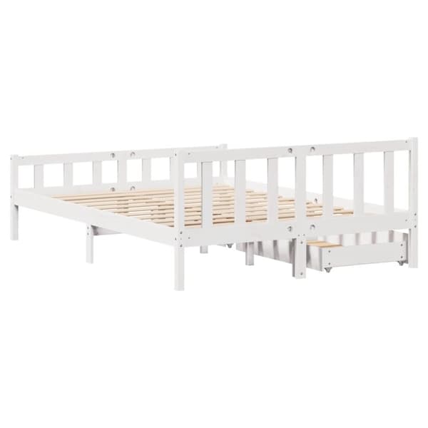 sengeramme uden madras 160x200 cm massivt fyrretræ hvid