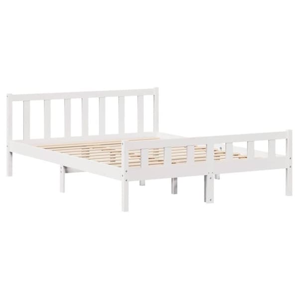 sengeramme uden madras 160x200 cm massivt fyrretræ hvid
