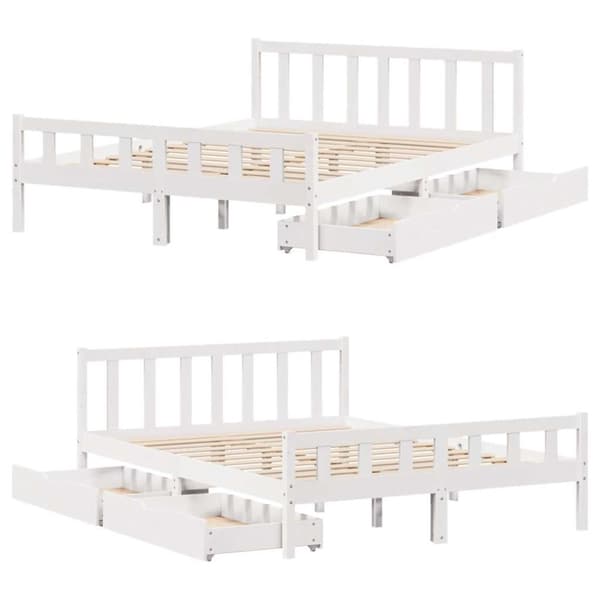 sengeramme uden madras 160x200 cm massivt fyrretræ hvid