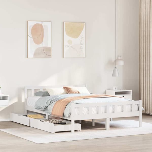 sengeramme uden madras 160x200 cm massivt fyrretræ hvid