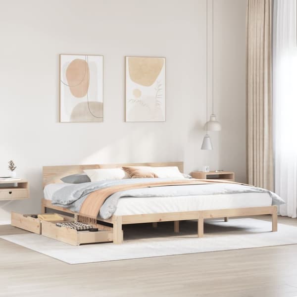 sengeramme med skuffer 180x200 cm massivt fyrretræ
