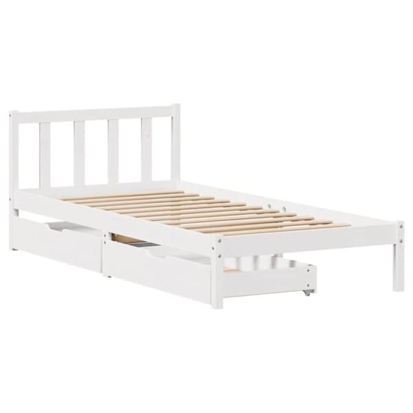 sengeramme uden madras 90x190 cm massivt fyrretræ hvid