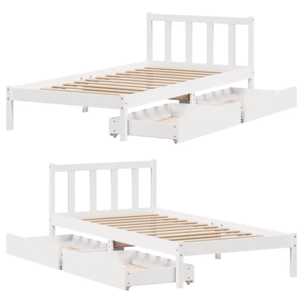 sengeramme uden madras 90x190 cm massivt fyrretræ hvid