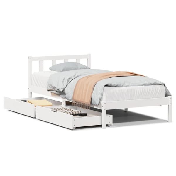 sengeramme uden madras 90x190 cm massivt fyrretræ hvid