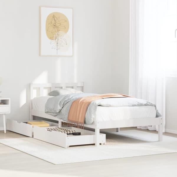 sengeramme uden madras 90x190 cm massivt fyrretræ hvid
