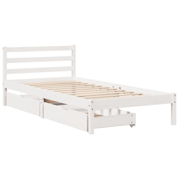 sengeramme uden madras 90x190 cm massivt fyrretræ hvid