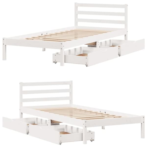 sengeramme uden madras 90x190 cm massivt fyrretræ hvid