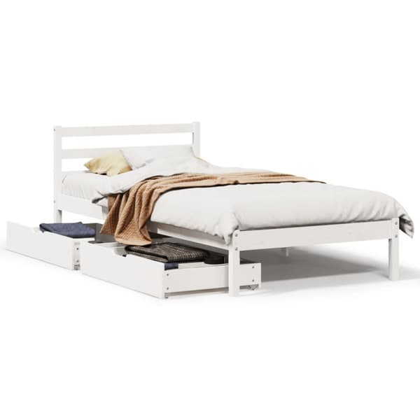 sengeramme uden madras 90x190 cm massivt fyrretræ hvid