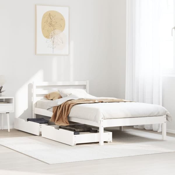 sengeramme uden madras 90x190 cm massivt fyrretræ hvid