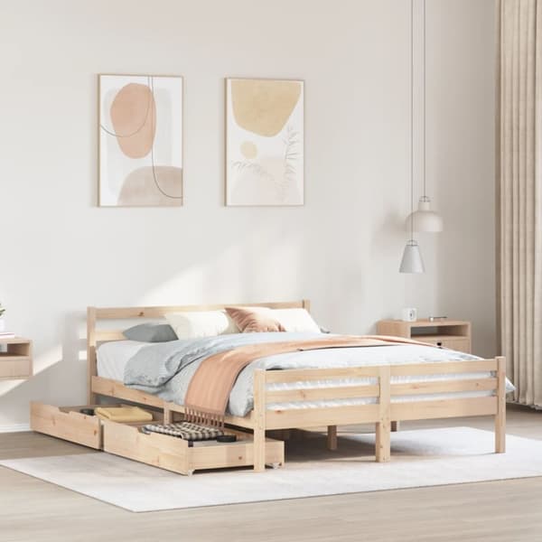 sengeramme uden madras 140x190 cm massivt fyrretræ