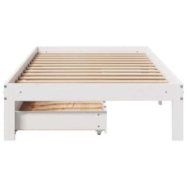 sengeramme med skuffer 75x190 cm massivt fyrretræ hvid