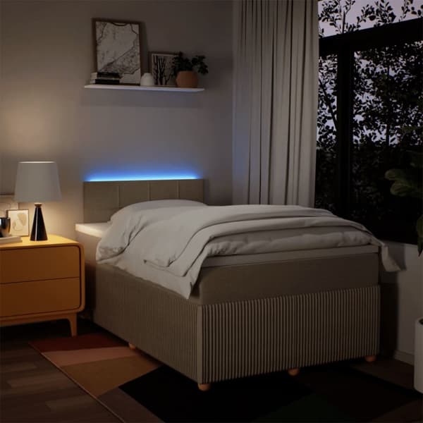kontinentalseng med madras 120x190 cm stof cremefarvet