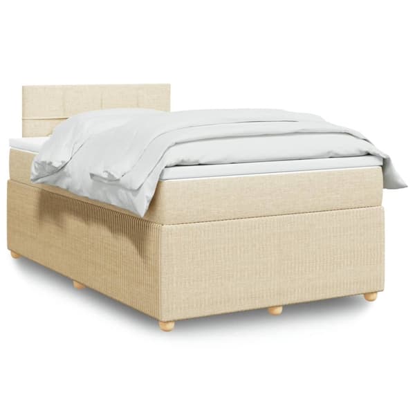 kontinentalseng med madras 120x190 cm stof cremefarvet