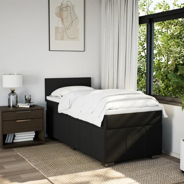 kontinentalseng med madras 90x190 cm stof sort