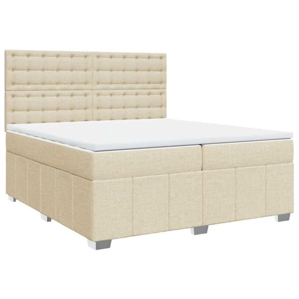 kontinentalseng med madras 200x200 cm stof cremefarvet