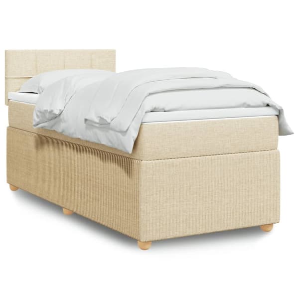 kontinentalseng med madras 100x200 cm stof cremefarvet