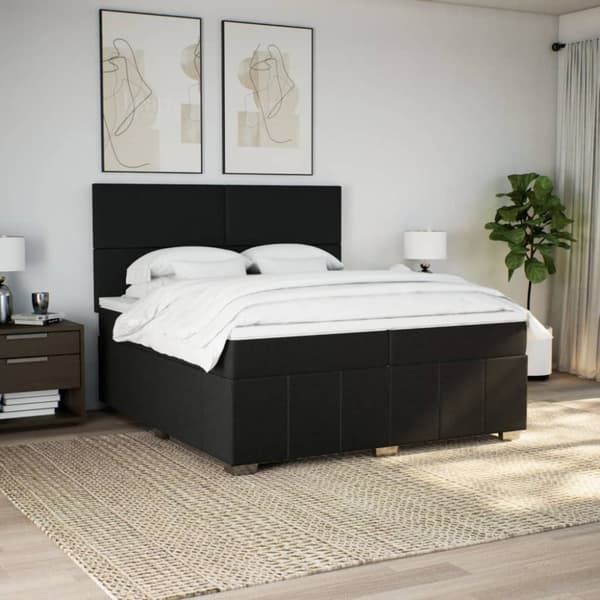 kontinentalseng med madras 200x200 cm stof sort