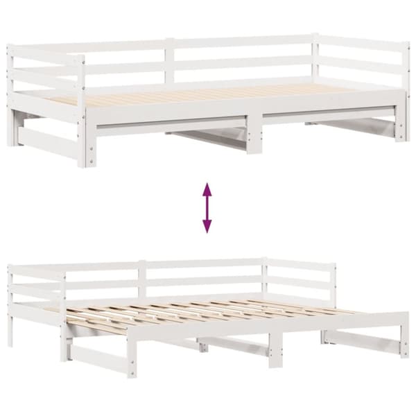 Dagbädd utdragbar med lådor utan madrass vit 90x190 cm