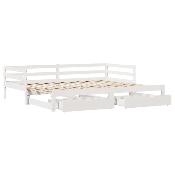 Dagbädd utdragbar med lådor utan madrass vit 90x190 cm