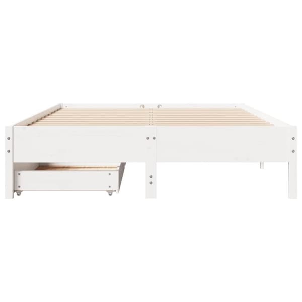 Sängram utan madrass vit 135x190 cm massiv furu