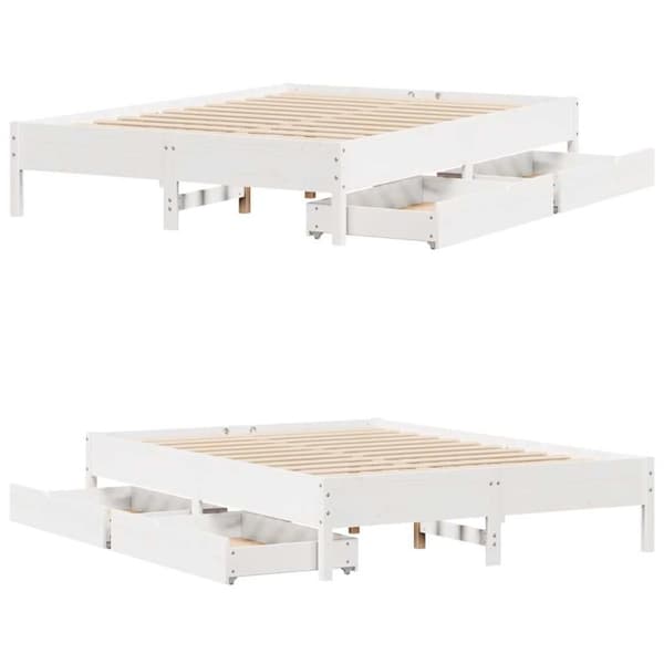 Sängram utan madrass vit 135x190 cm massiv furu